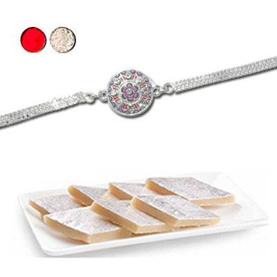 "Rakhi - SIL-6210 A (Single Rakhi),250gms of Kaju Kathili - Click here to View more details about this Product